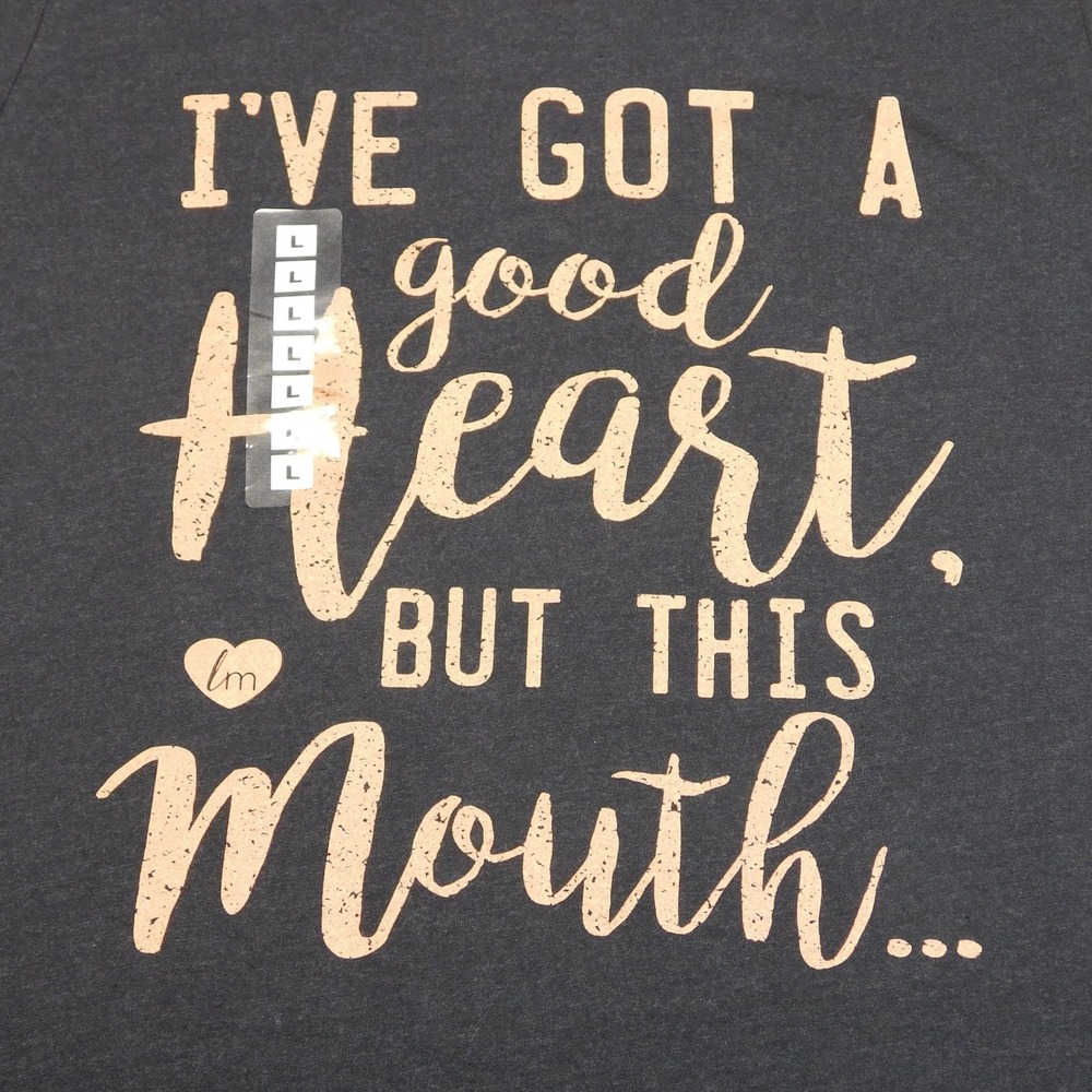Lulu Mac Graphic Tee Womens Large Black Gold Faith Mom Quote Short Sleeve Top
